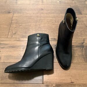 Lauren Ralph Lauren Shaley Black Wedge Ankle Boots
